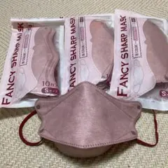 3D小顔・立体マスク29枚Sサイズ　ラベンダーピンク（ゴム部分ワインレッド）