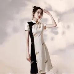 【年末セール大幅値引き】チャイナドレス ホワイト 刺繍入り #ハロウィン仮装