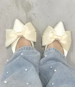 リボン付きホワイトミュール