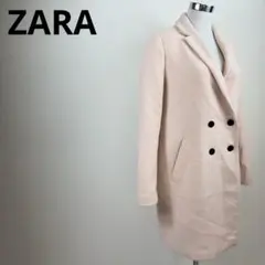 ZARA TRF ダブルボタン チェスターコート ピンクベージュ L ロング丈のサムネイル