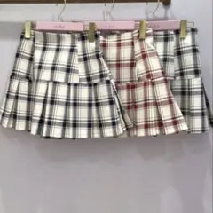 evelyn チェックプリーツスカート ミニ 赤 レッドのサムネイル