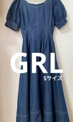 GRL バックレースアップ配色ステッチデニムワンピース[gm747]