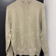 ベージュ ジップアップニット Mサイズ