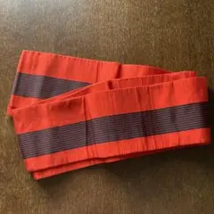 赤地　黒模様　半幅帯