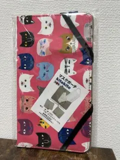 kitekite マスクポーチ 猫柄 ピンクのサムネイル