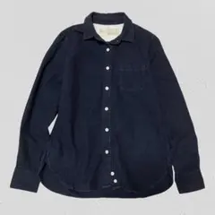 良品計画　無印良品　コットン長袖シャツ　レギュラーカラー　ネイビー　M