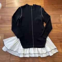 Rirandture 配色ラインシャツドッキングチュニックワンピース