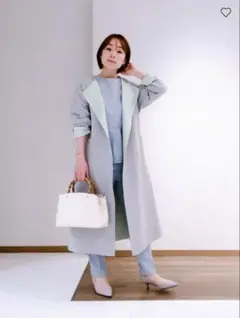 プラステ　リバーシブルノーカラーコート　トレンチ