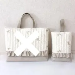 レッスンバッグ 上履き入れ ヌビ チューリップ刺繍 - メルカリ