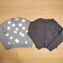 花モチーフニットとカーディガンセット　Мサイズ
