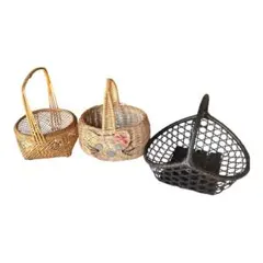 華道具　竹細工　竹籠　手つきカゴ　バスケット　竹かご　花籠　中　レトロ　工芸品