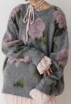 花柄オーバーサイズセーターjouetieバルーンルーズニット
