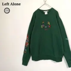 LeftAlone レフトアローン スウェット プルオーバー 刺繍 グリーン L