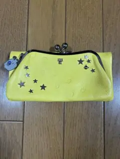 ANNA SUI イエロー レザー がま口長財布 星装飾 猫柄 - メルカリ