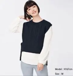 新品　ＧUケーブルサイドリボンベスト　ネイビー