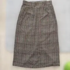 GU タイトスカート　茶色　ベージュ　チェック