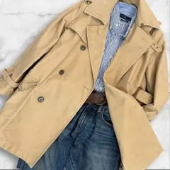 【訳あり格安】ラルフローレン トレンチコート ベージュ 着丈87㎝ シミ有