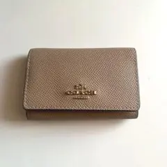 COACH ベージュ レザー キーケース