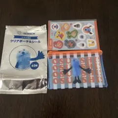 スシロー × パペットスンスン クリアポーチ＆シール ブルー