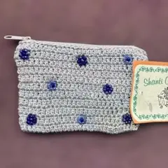 ⭐️送料込！未使用☆手編＆ビーズ刺繍☆ミニポーチ②