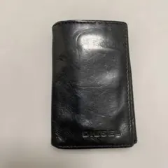DIESEL ブラックレザー キーケース　三つ折り