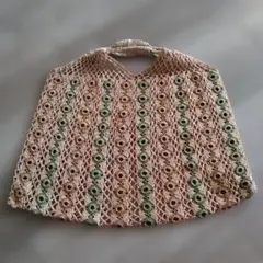 ハンドメイド　かぎ針編み　サブバッグ　ベージュ系
