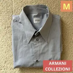 ARMANI 長袖シャツ M ブルー系 ストライプ 綿100% 汚れ・黄ばみありのサムネイル