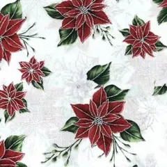 71123 ポインセチア　シルバー　クリスマス　ホフマンファブリック　輸入生地
