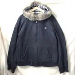 archive BURBERRY リアルファー 短丈 ジップパーカー 黒 Y2K - メルカリ