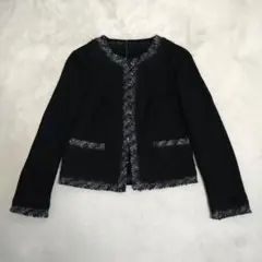 23区 ノーカラーウールジャケット ショートコート ツイード風ジャケット