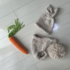 ニューボーンフォト うさぎ ニット 衣装 人参セット