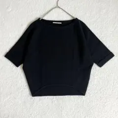 極美品 heliopole エリオポール　ウール混 半袖ニット 黒 36のサムネイル