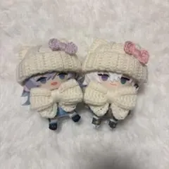 【パープル】にじぱぺっと　ぬい服　ぬい帽子　猫耳 リボンマフラー