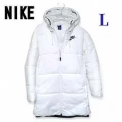 極美　ナイキ　レディース 中綿ジャケット　Lサイズ　フード付　防寒　ホワイト