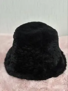 美品 ふわふわ ファー バケットハット ブラック 韓国 バケハ