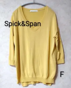【Spick&Span 】 Vネック ロング丈七分袖サマーニット* F