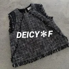 DEICY＊トップス＊カットソー＊ツイード＊フリンジ＊モノトーン＊袖なし＊F
