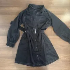 One way ベルト付きシャツワンピースM