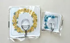 花柄壁掛けフックセット（イエロー・ブルー）