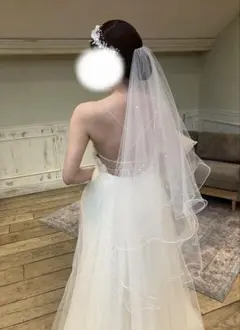 パール付きホワイトチュールウェディングベール
