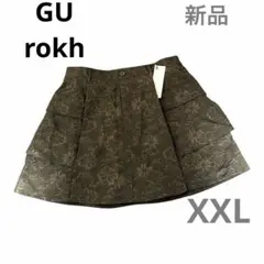 新品 GU rokh 花柄刺繍 キュロット スコート 深緑 XXLのサムネイル