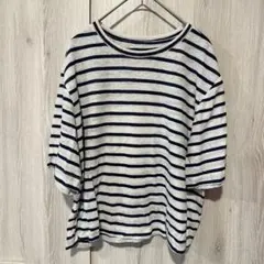 ボーダー 半袖 Tシャツ ボートネック トップス レディース 海外古着
