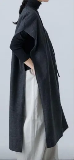【即完品】kagure かぐれ Vネックロングベスト　ジレ　ポケット　ブラウン 即完品】kagure かぐれ Vネックロングベスト ジレ ポケット ブラウン