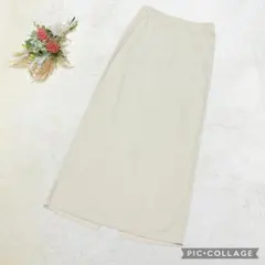 美品ルティーク 【M】 コーデュロイ Iラインスカート アイボリー ゴムウエスト