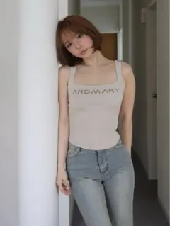andmary Letter logo sheer tops AM1943 - メルカリ