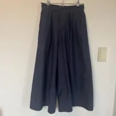 ビームスBEAMS ダークブルー ワイドパンツ ゴムウエスト