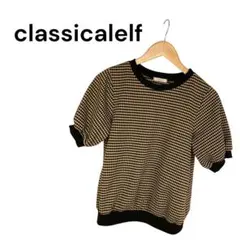 classicalelf 幾何学柄トップス M 半袖 ブラック×ベージュ 総柄