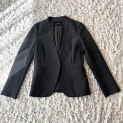 グリーンレーベルリラクシング　ノーカラージャケット　ダークグレー　手洗い可