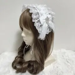 ✦·.⋆ ヘッドドレス 白 レース リボン ⋆.·✦