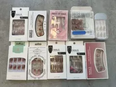 ネイルチップセットとネイルグルーとシールセットピンク系多め